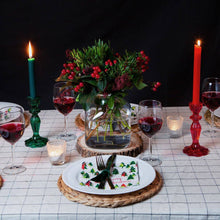 Load image into Gallery viewer, Red Glass Candle Holder
