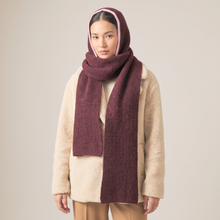 Load image into Gallery viewer, Contrast Trim Hooded Scarf in Berry &amp; Pink
