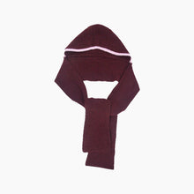 Load image into Gallery viewer, Contrast Trim Hooded Scarf in Berry &amp; Pink
