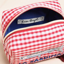 Load image into Gallery viewer, Red and White Gingham Fish Embroidered Pouch
