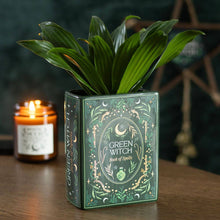 Load image into Gallery viewer, Green Witch Book Shaped Vase
