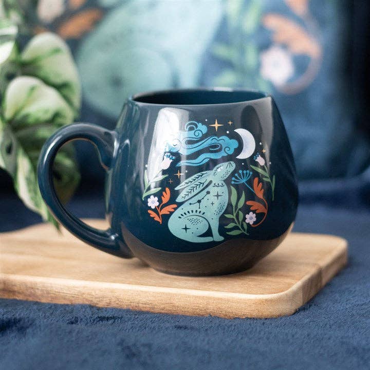 Mystical Midnight Hare Rounded Mug