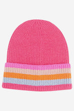 Load image into Gallery viewer, Delta Hot Pink Rainbow Stripe Beanie Hat
