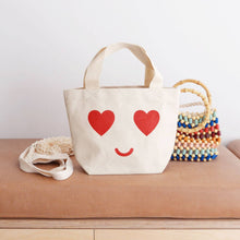 Load image into Gallery viewer, Heart Eyes Little White Tote Bag
