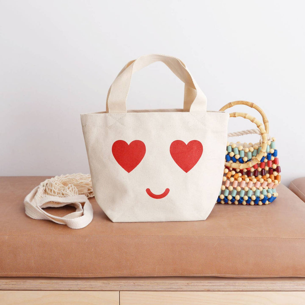 Heart Eyes Little White Tote Bag