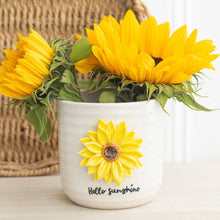 Load image into Gallery viewer, Hello Sunshine Plant Pot with 3D Sunflower
