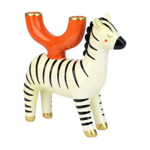 Load image into Gallery viewer, Hand-Painted Zebra Ceramic Candle Holder
