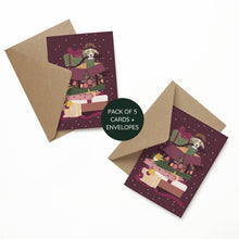 Load image into Gallery viewer, Whippet Dog In Presents Set of 5 Christmas Cards
