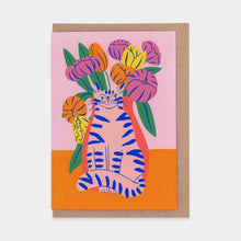 Load image into Gallery viewer, Orange Bouquet Cat Greetings Card
