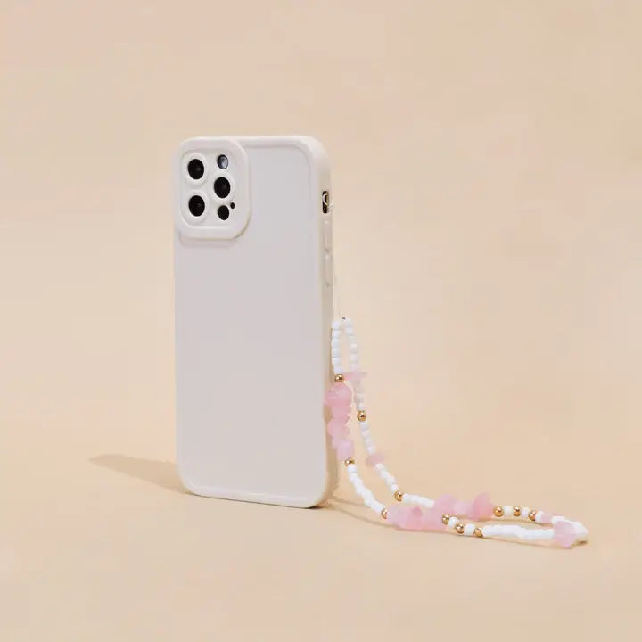 Pink & White Magic Beaded Phone Strap