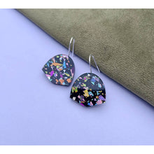Load image into Gallery viewer, Black Rainbow Glitter Mini Arch Drop Earrings
