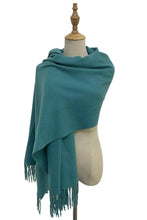 Load image into Gallery viewer, Teal Soft Wool Blend Wrap Scarf
