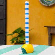 Load image into Gallery viewer, Blue &amp; White Stripe Dinner Candle

