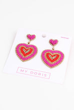 Load image into Gallery viewer, Pink Ripple Heart Earrings
