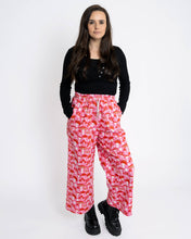 Load image into Gallery viewer, Rebel Romance Red &amp; Pink Mushroom Wide Leg Cropped Trousers
