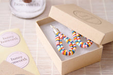 Load image into Gallery viewer, Geometric Candy Print Fabric Cord Hoop Earrings
