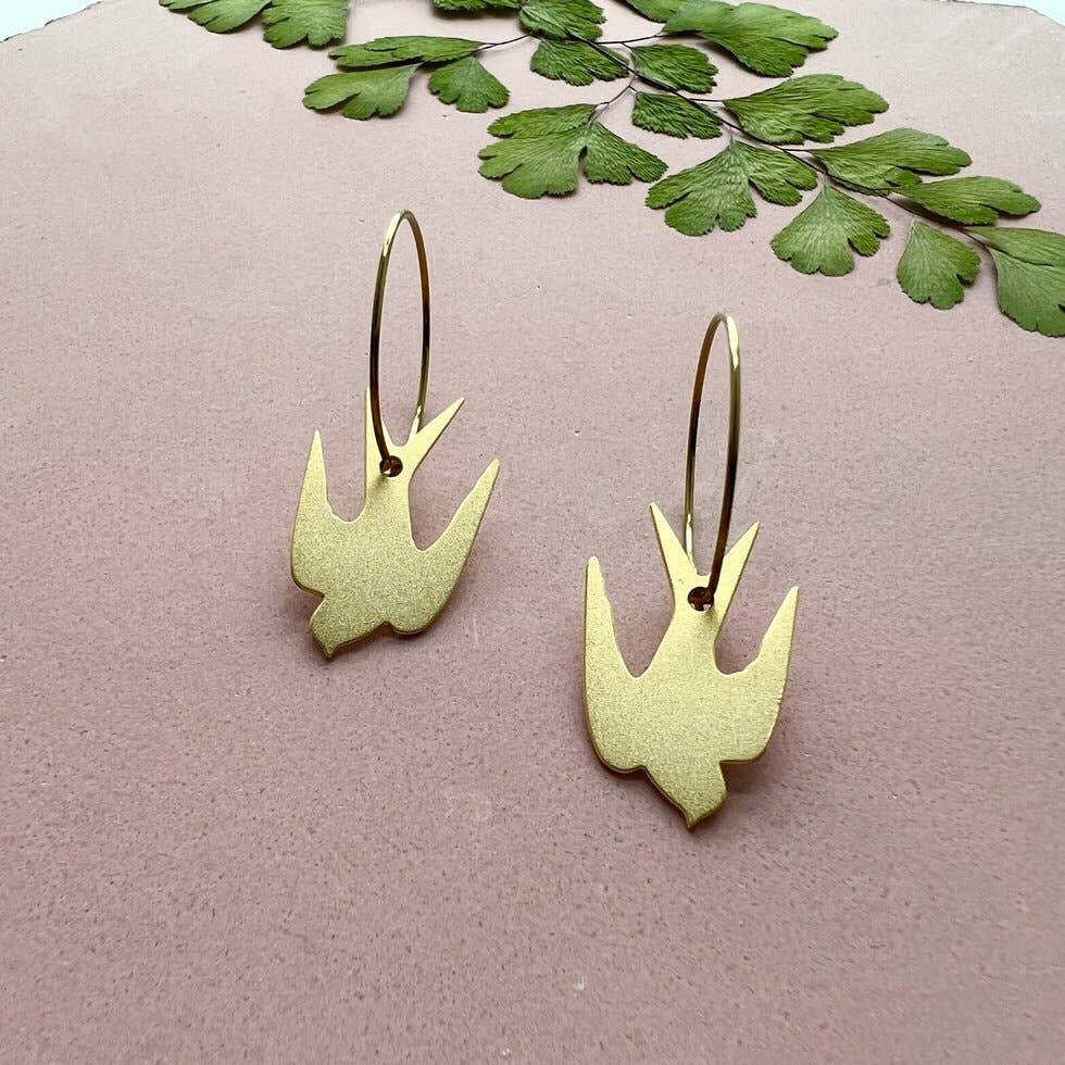 Swallow Hoop Earrings