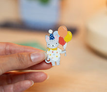 Load image into Gallery viewer, Birthday Cat Wooden Pin
