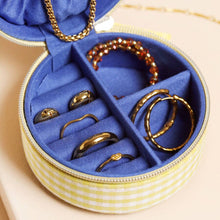 Load image into Gallery viewer, Tomato Embroidered Round Travel Jewellery Case
