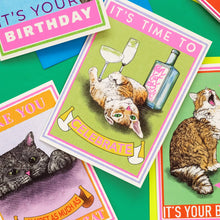 Load image into Gallery viewer, Time To Celebrate Ginger Cat Greetings Card
