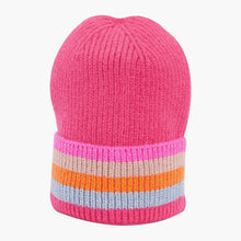 Load image into Gallery viewer, Delta Hot Pink Rainbow Stripe Beanie Hat
