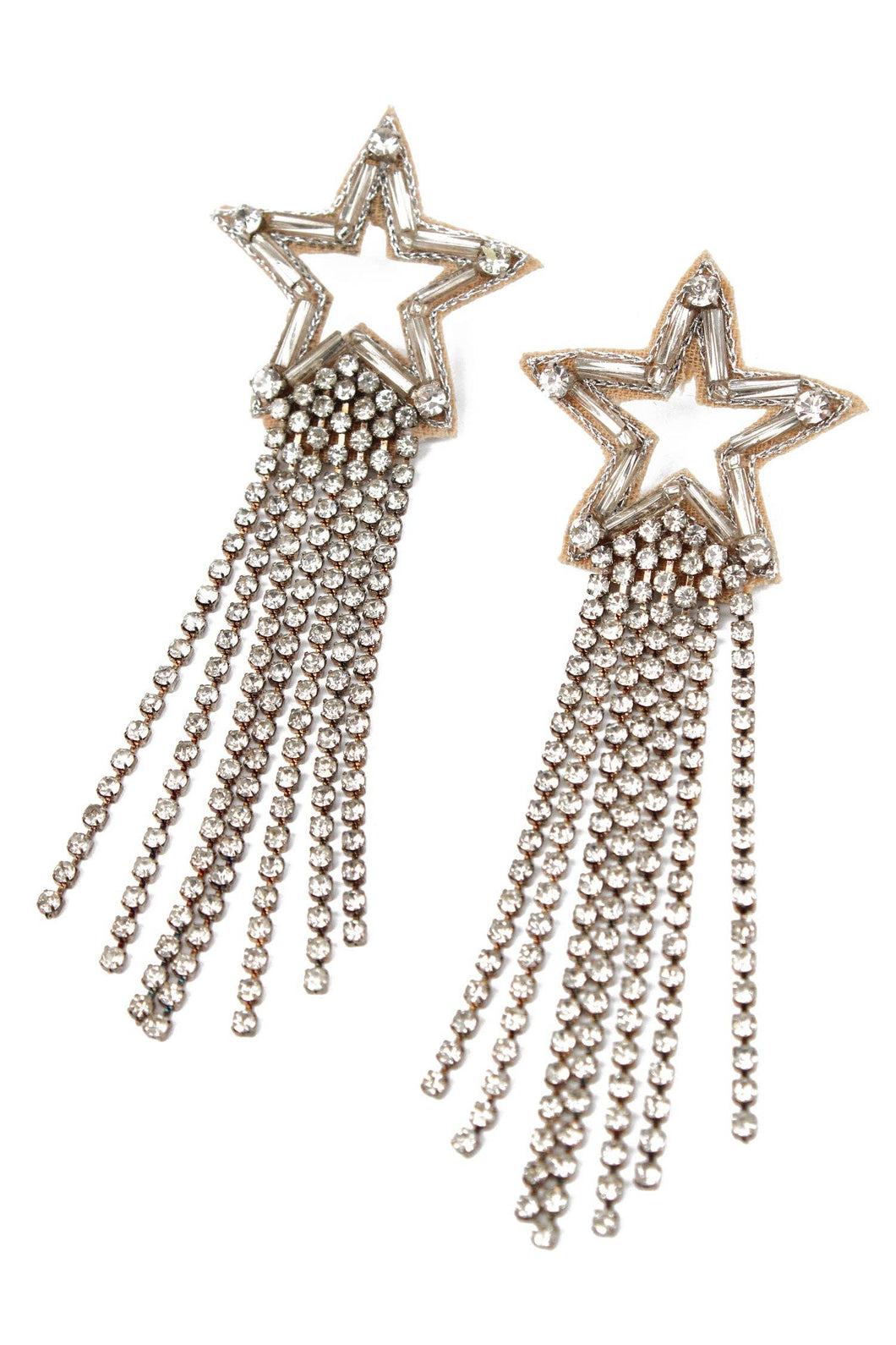 Silver Shooting Star Beaded Drop Earrings