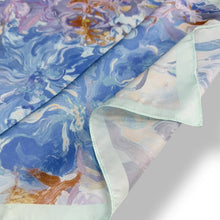 Load image into Gallery viewer, Blue Abstract Watercolour Floral Square Scarf
