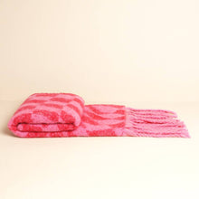 Load image into Gallery viewer, Pink and Red Wavy Checkerboard Winter Scarf
