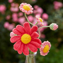 Load image into Gallery viewer, Pink Daisy Crochet Sprig
