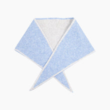 Load image into Gallery viewer, Contrast Trim Knitted Triangle Scarf in Light Blue &amp; Cream
