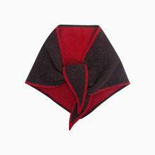 Load image into Gallery viewer, Contrast Trim Knitted Triangle Scarf in Brown &amp; Red
