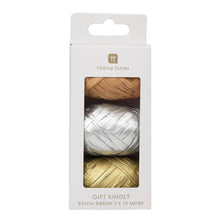 Load image into Gallery viewer, Metallic Raffia Ribbon 3 Pack
