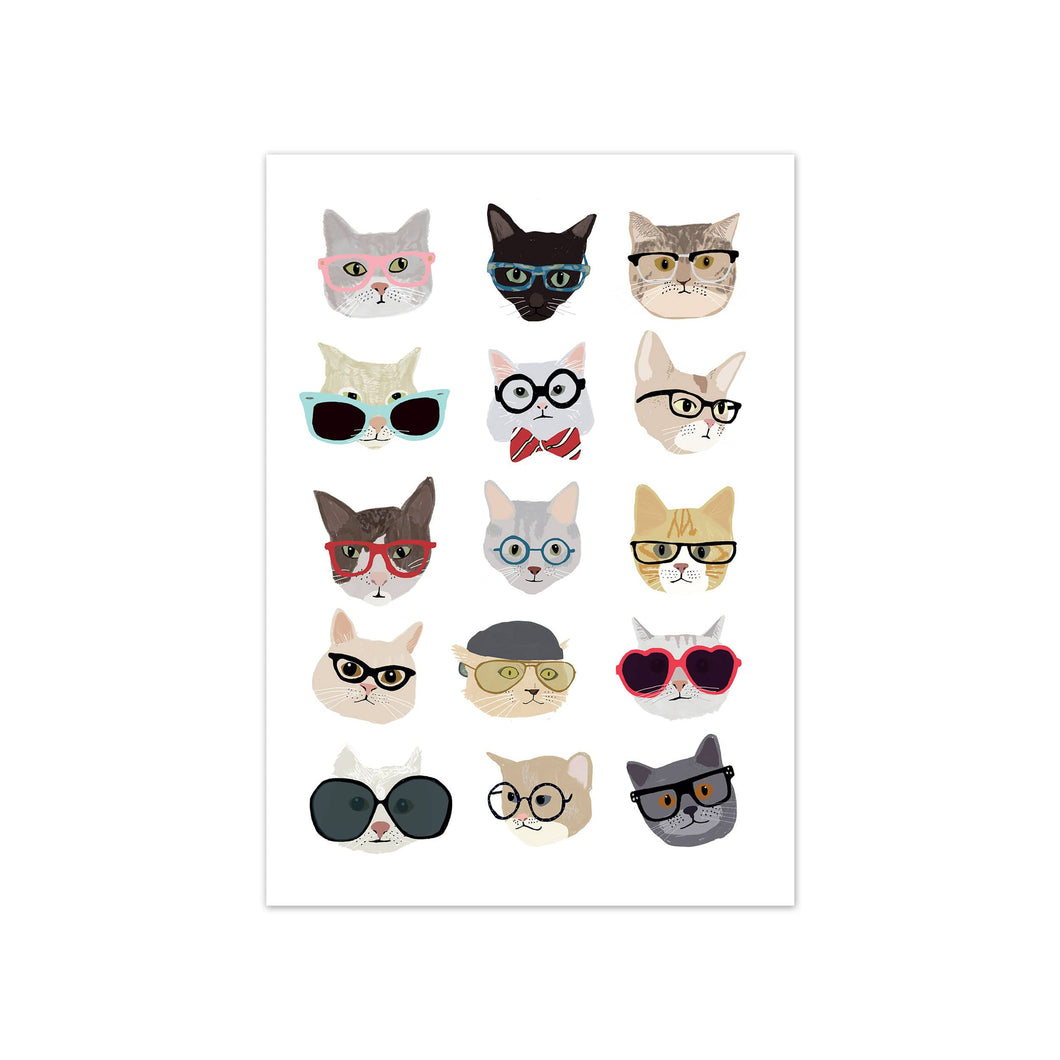 Cats in Glasses by Hanna Melin Postcard