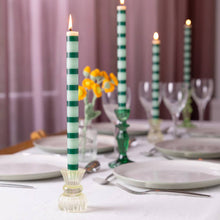 Load image into Gallery viewer, Green Stripe Straight Dinner Candle
