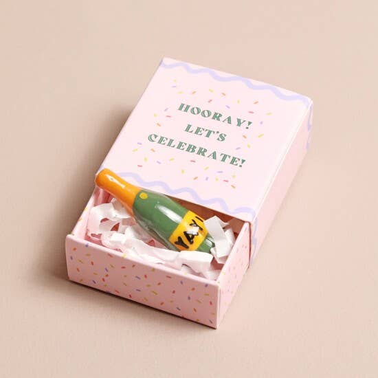 Tiny Matchbox Ceramic Champagne Bottle