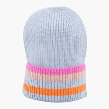 Load image into Gallery viewer, Delta Light Blue Rainbow Stripe Beanie Hat
