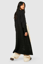 Load image into Gallery viewer, Black Cable Knit Maxi Cardigan
