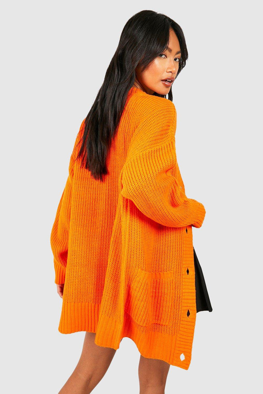 Orange Relaxed Fit Cardigan