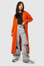 Load image into Gallery viewer, Rust Cable Knit Maxi Cardigan
