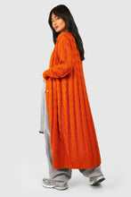 Load image into Gallery viewer, Rust Cable Knit Maxi Cardigan

