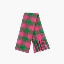 Load image into Gallery viewer, Green &amp; Pink Check Scarf
