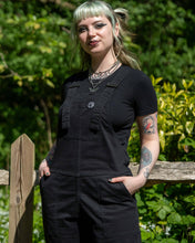 Load image into Gallery viewer, Rebel Romance Jet Black Stretch Dungarees
