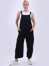 Load image into Gallery viewer, Black Cotton Dungarees
