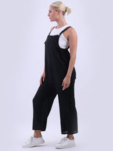 Load image into Gallery viewer, Black Cotton Dungarees
