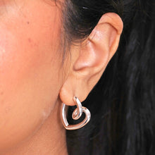 Load image into Gallery viewer, Silver Scribble Heart Hoop Earrings
