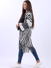 Load image into Gallery viewer, Zebra Print Wool Mix Longline Cardigan
