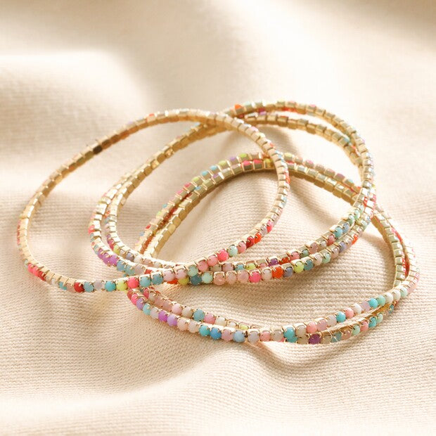 Set of 5 Multicoloured Crystal Bracelets