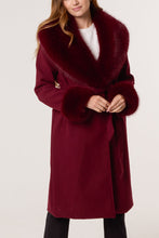 Load image into Gallery viewer, Faux Fur Collar Belted Coat
