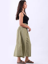 Load image into Gallery viewer, Olive Green Ditsy Floral Palazzo Pants
