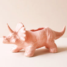 Load image into Gallery viewer, Pink Triceratops Ceramic Dinosaur Planter
